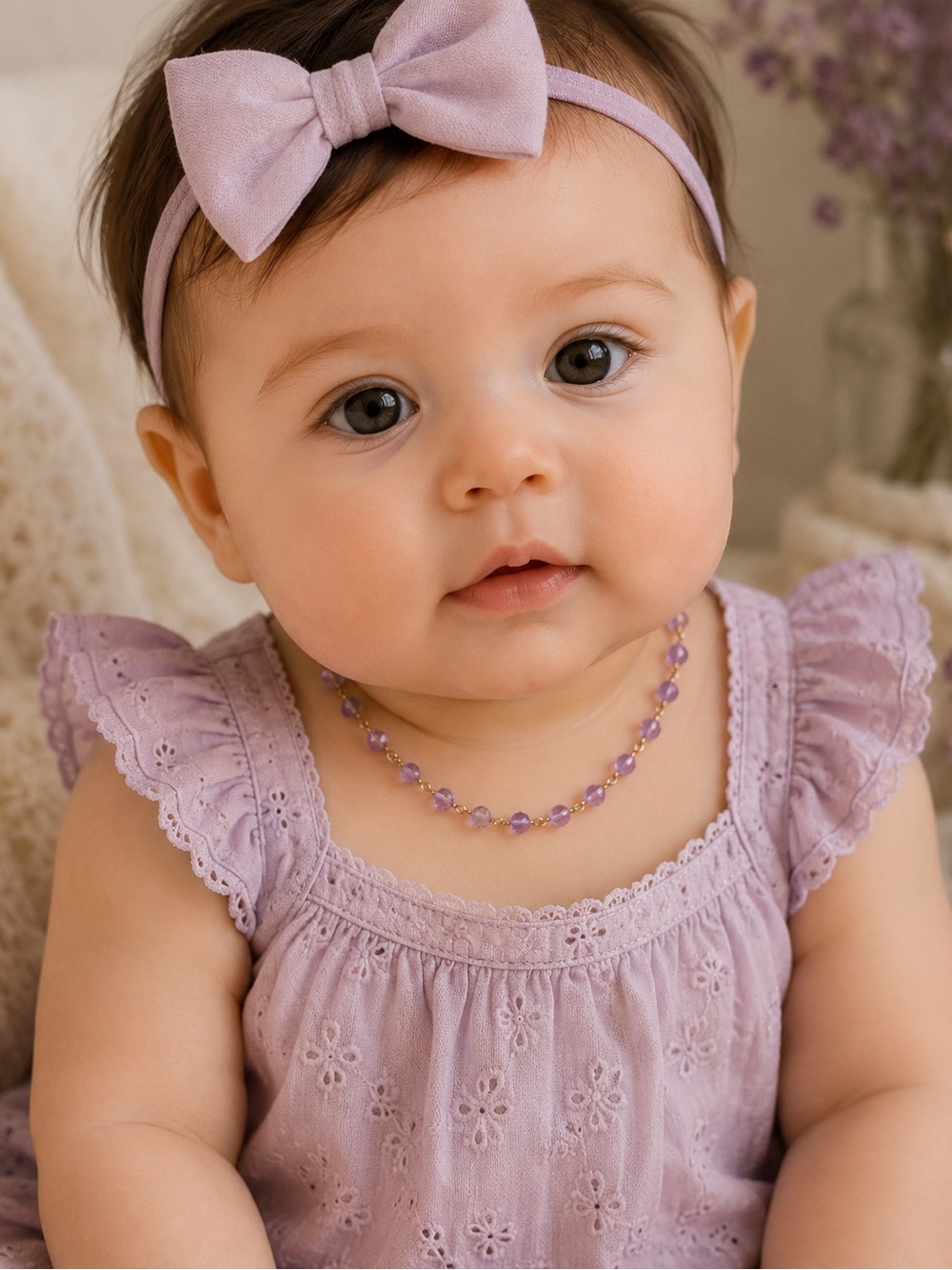 Amethyst necklace for baby or child
